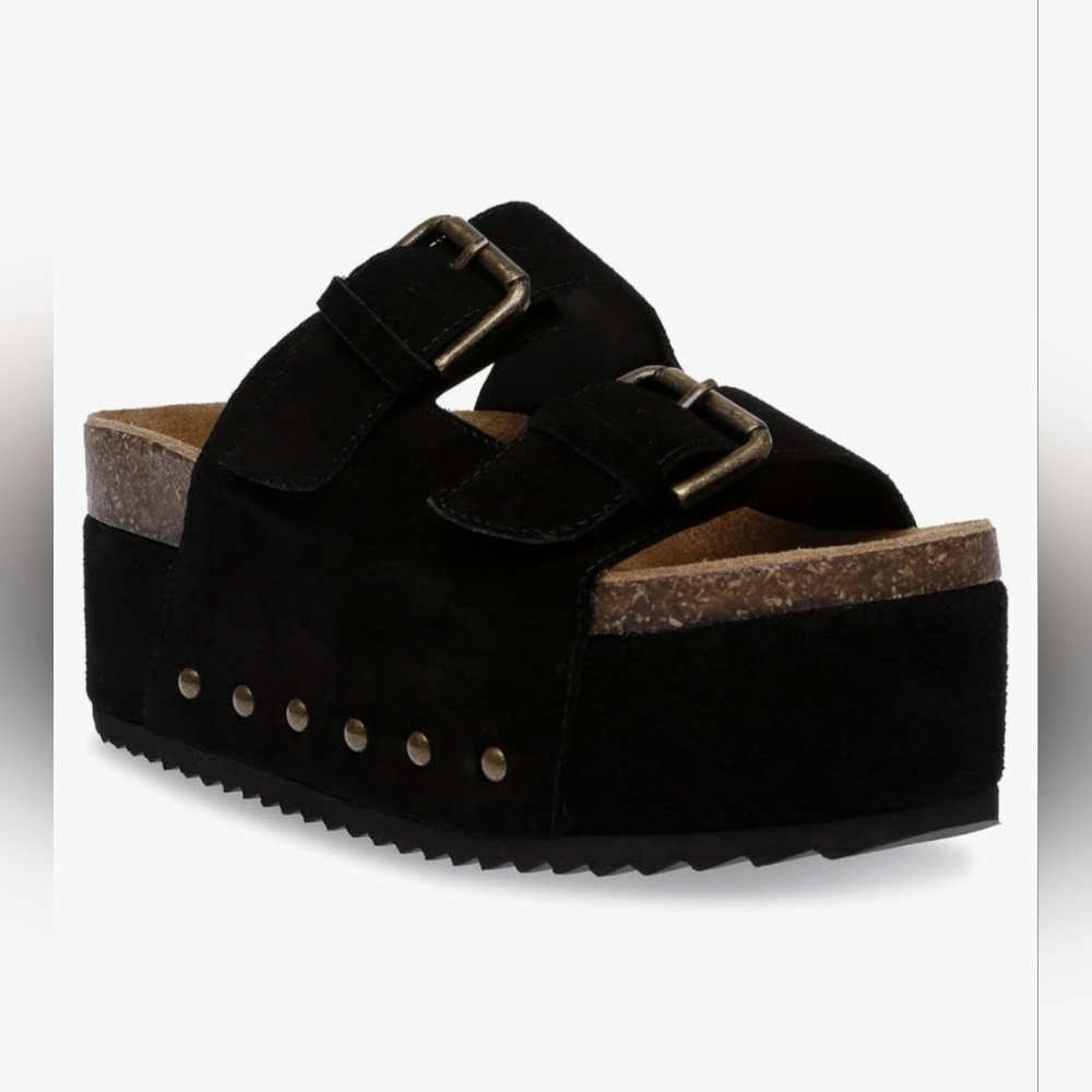 Steve Madden Kali Black Platform Chunky Sandals Size 9.5